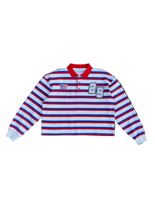 "USA 25th OLYMPIAN" STRIPED RUGBY POLO