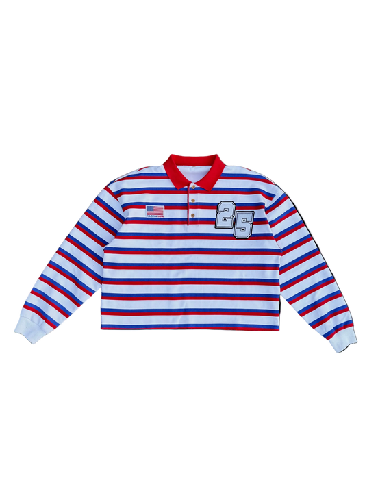 "USA 25th OLYMPIAN" STRIPED RUGBY POLO