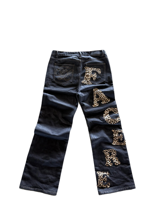 BLACK WAXED "SAFARI" DENIM JEANS