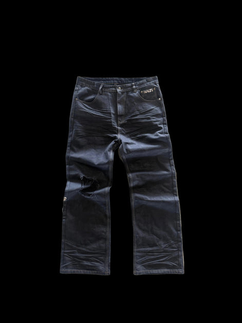 BLACK WAXED "SAFARI" DENIM JEANS