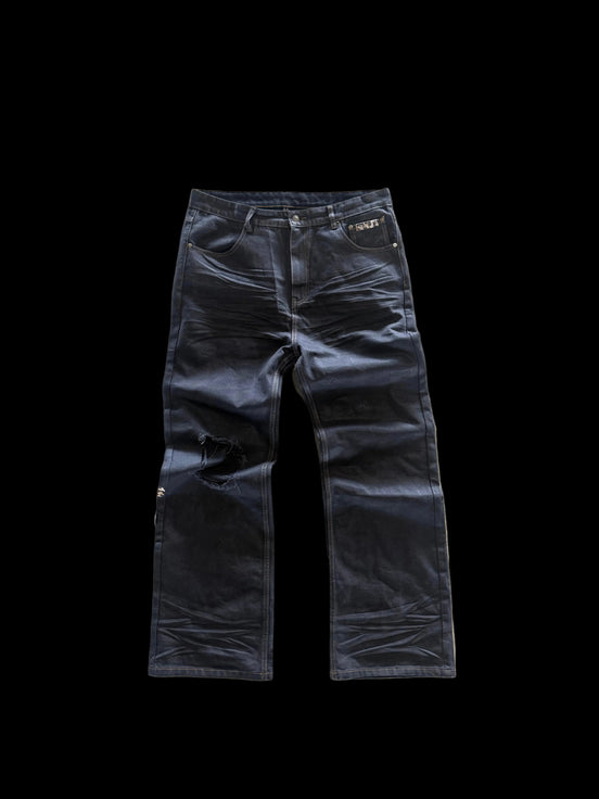 BLACK WAXED "SAFARI" DENIM JEANS