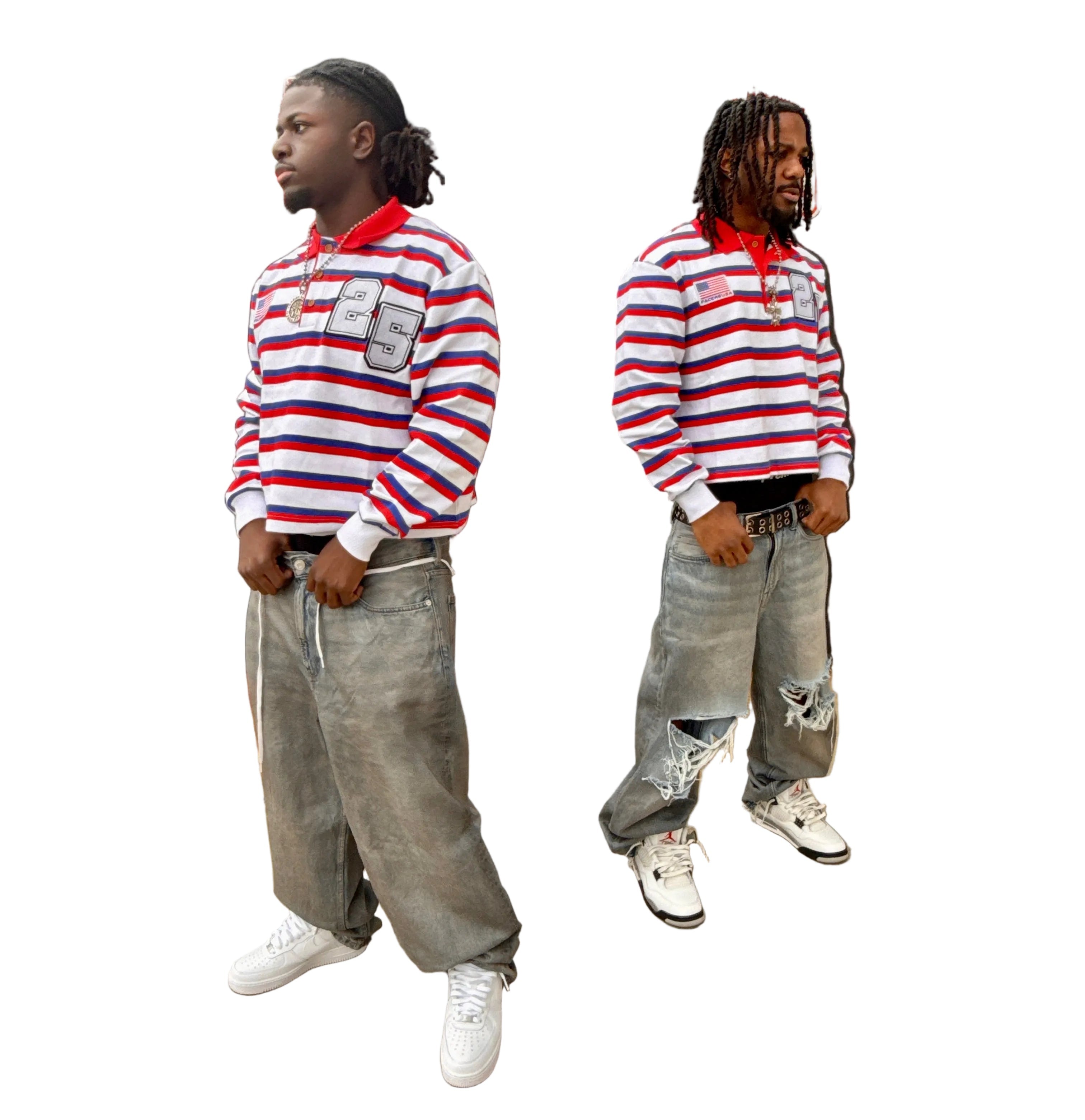 "USA 25th OLYMPIAN" STRIPED RUGBY POLO