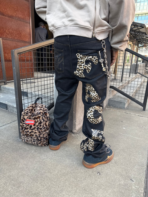 BLACK WAXED "SAFARI" DENIM JEANS