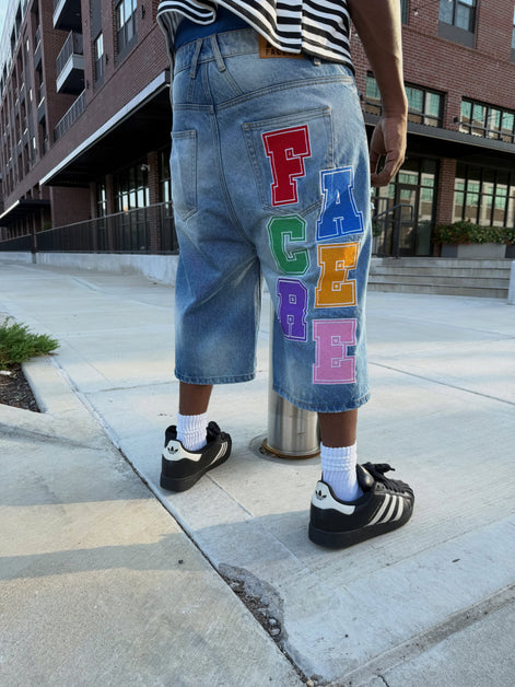 "NOW & LATER" WASHED DENIM SHORTS